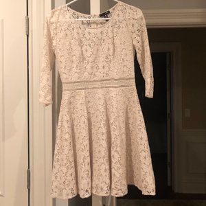 Lace cream knee length dress